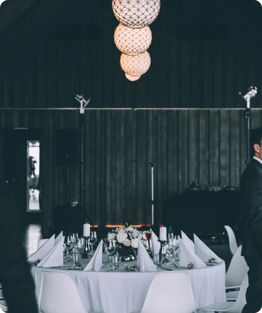 wedding dinner with dark background